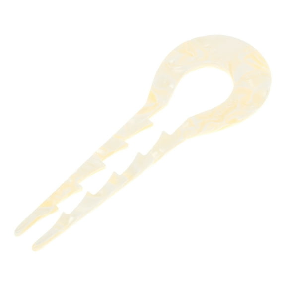 Unique Bargains 1 Pc Chignon Pin U-shaped Toothed Hair Hairpin for Women Beige
