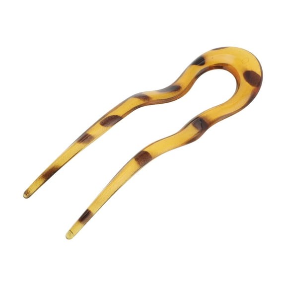 Unique Bargains 1 Pc Chignon Pin Wave U-shaped Hair Hairpin for Women Amber Yellow
