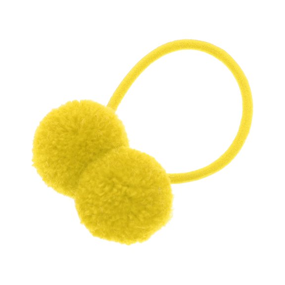 Unique Bargains 1 Pc Children Pompon Hair Elastic Band Yellow