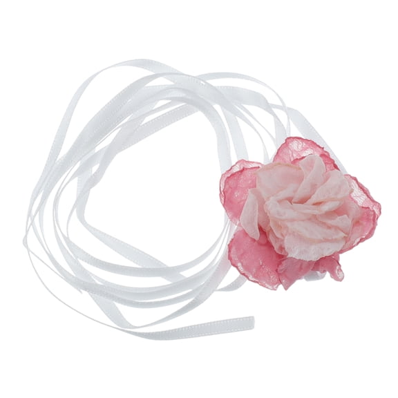 Unique Bargains 1 Pc Choker Necklace Delicate Flowers Bandages Wrap Around Wrist Bracelet Pink