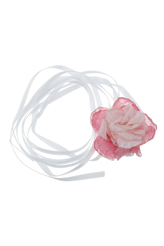 1 Pc Choker Necklace Delicate Flowers Bandages Wrap Around Wrist Bracelet Pink
