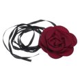 thumbnail image 1 of Unique Bargains 1 Pc Choker Necklace Delicate Pearl Satin Rose Tie Wrap Around Wrist Bracelet Wine Red, 1 of 6