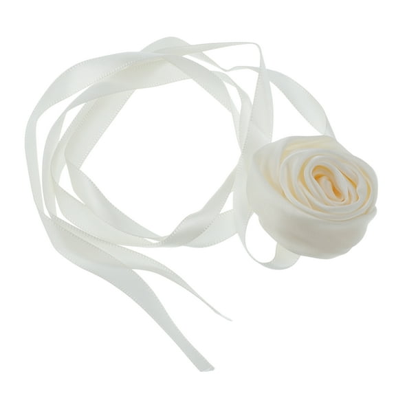 Unique Bargains 1 Pc Choker Necklace Delicate Satin Rose Tie Wrap Around Wrist Bracelet Beige