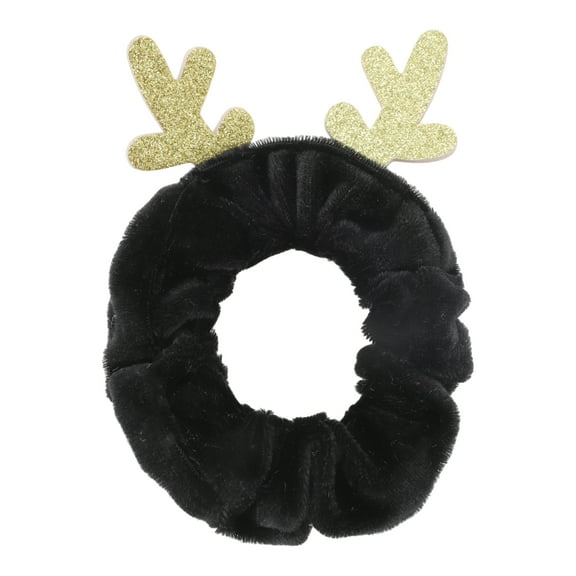 Unique Bargains 1 Pc Christmas  Hair Scrunchies Antlers Hair Rope for Christmas Black