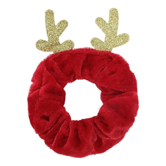 Unique Bargains 1 Pc Christmas  Hair Scrunchies Antlers Hair Rope for Christmas Red