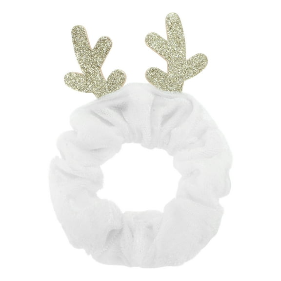 Unique Bargains 1 Pc Christmas  Hair Scrunchies Antlers Hair Rope for Christmas White
