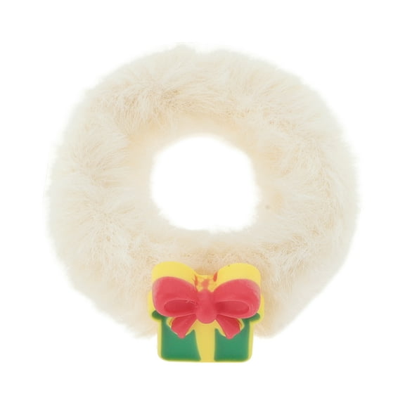 Unique Bargains 1 Pc Christmas Hair Scrunchies Plush Gift Box Hair Rope for Christmas Beige