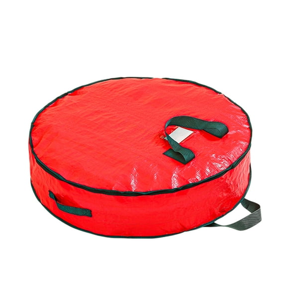 Unique Bargains 1 Pc Christmas Wreath Bag Small Storage Bag Storage Bins 24.02"x24.02"x7.48" Red PP