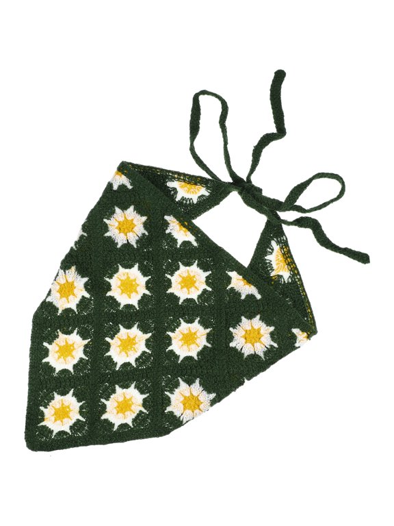 1 Pc Classic Cute Hollow Triangle Headwrap for Women Girls 21.06"x10.63" Green