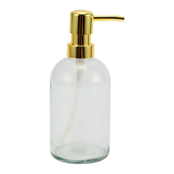 Unique Bargains 1 Pc Classic Cylindrical Soap Pump Dispenser for Hotel 400ml Clear Gold Tone