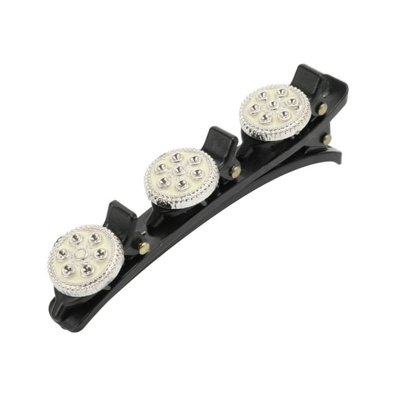 Unique Bargains 1 Pc Classic Dots Hair Clips Hairdo Clips for Women 4.13"x0.71"x1.18" White