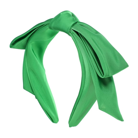 Unique Bargains 1 Pc Classic Double Layer Bow Headband for Women Girls 5.91"x1.38" Deep Green