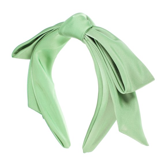 Unique Bargains 1 Pc Classic Double Layer Bow Headband for Women Girls 5.91"x1.38" Light Green