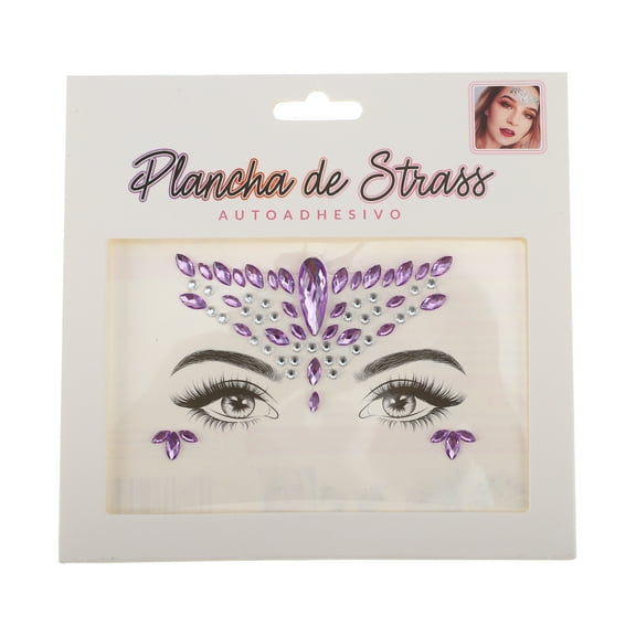 Unique Bargains Christmas 1 Pc Classic Face Rhinestone Stickers for Concert Purple