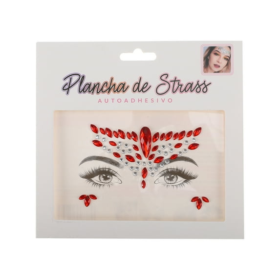 Unique Bargains 1 Pc Classic Face Rhinestone Stickers for Concert Red