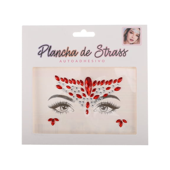 Unique Bargains 1 Pc Classic Face Rhinestone Stickers for Concert Red