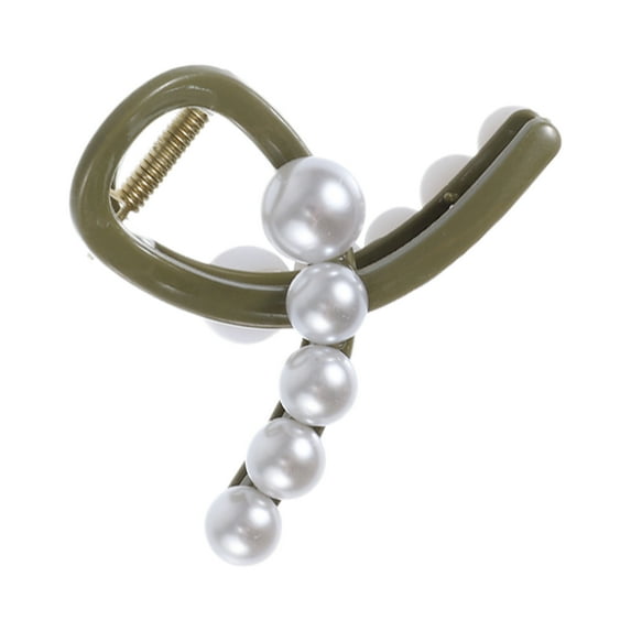 Unique Bargains 1 Pc Classic Faux Pearl Hairpin Hairdo Clip for Women Girls 3.23"x2.13"x1.77" Green
