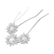 Unique Bargains 1 Pc Classic Flowers Tassel Hair Pins Hair Clips for Women 4.84"x2.52"x0.47" Silver Tone