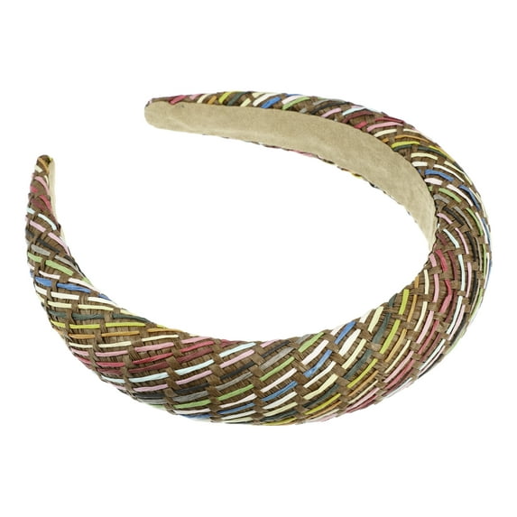 Unique Bargains 1 Pc Classic Foam Raffia Straw Headband for Women for Girls 5.91"x1.18" Deep Brown