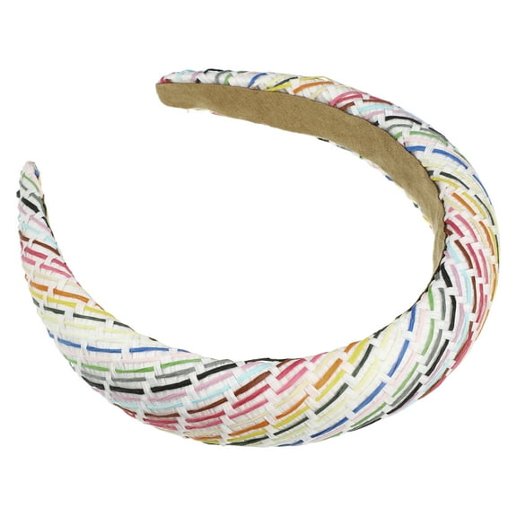 Unique Bargains 1 Pc Classic Foam Raffia Straw Headband for Women for Girls 5.91"x1.18" White