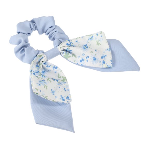 Unique Bargains 1 Pc Classic Grace Bow Hair Ties Hairdo Ties for Women 2.76" Diameter Blue