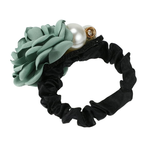 Unique Bargains 1 Pc Classic Grace Pearls Hair Ties Hairdo Ties for Women 2.36" Diameter Green