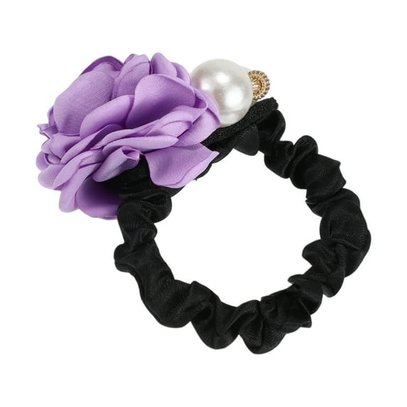 Unique Bargains 1 Pc Classic Grace Pearls Hair Ties Hairdo Ties for Women 2.36" Diameter Purple