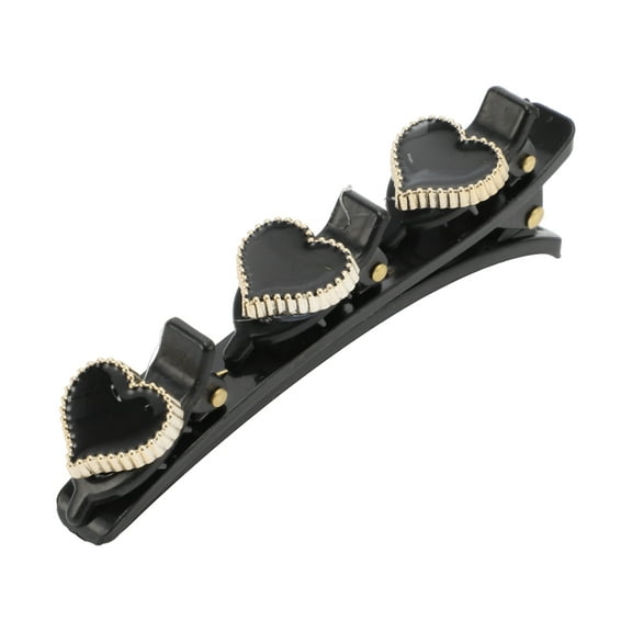 Unique Bargains 1 Pc Classic Heart Hair Clips Hairdo Clips for Women 4.13"x0.75"x1.18" Black