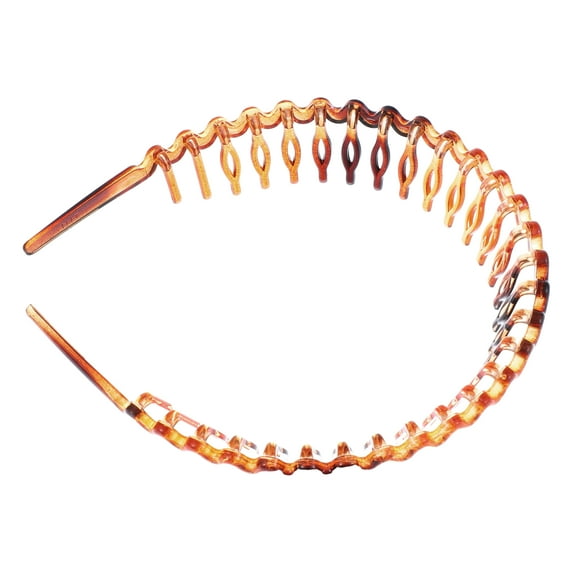 Unique Bargains 1 Pc Classic Small Waves Anti-Slip Toothed Hairband for Women for Girls Amber