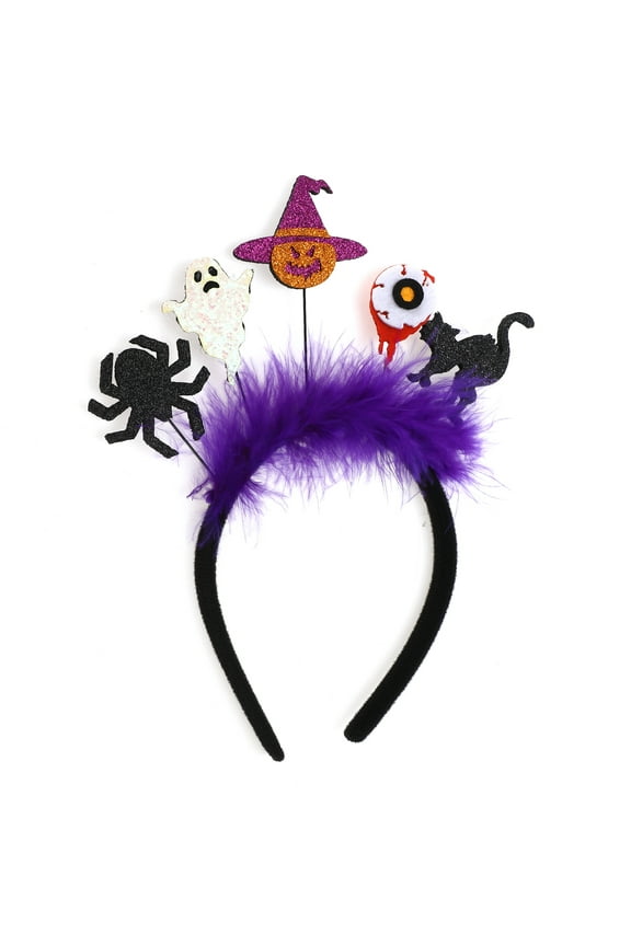 1 Pc Classic Spiders Pattern Headband for Halloween 4.72" Diameter Black Purple