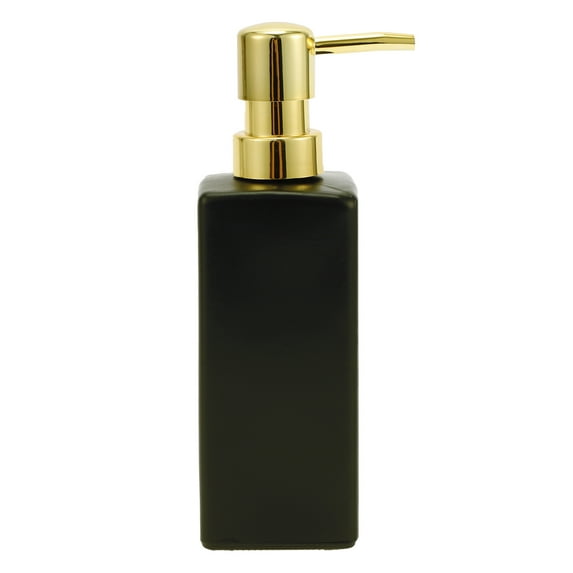 Unique Bargains 1 Pc Classic Square Soap Pump Dispenser for Laundry Rooms 350ml Black Gold Tone