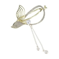 Unique Bargains 1 Pc Classic Tassel Fishtail Hairpin Hairdo Clip for Girls 4.72"x2.56"x1.18" Gold Tone