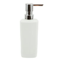 Unique Bargains 1 Pc Classic Vertical Lines Soap Pump Dispenser for Hotel 350ml Silver Tone White