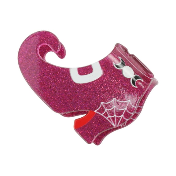 Unique Bargains 1 Pc Claw Clip Cute Halloween Halloween Spiderweb Shoe Design Hair Clip Rose Red