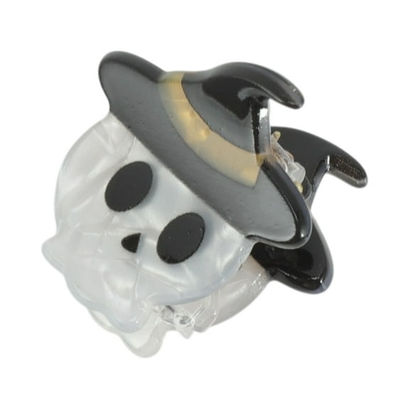 Unique Bargains 1 Pc Claw Clip Cute Halloween Skull in Witch Hat Design Hair Clip Black White