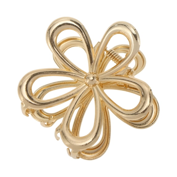 Unique Bargains 1 Pc Claw Clip Cutout Flower Hair Clip Gold Tone