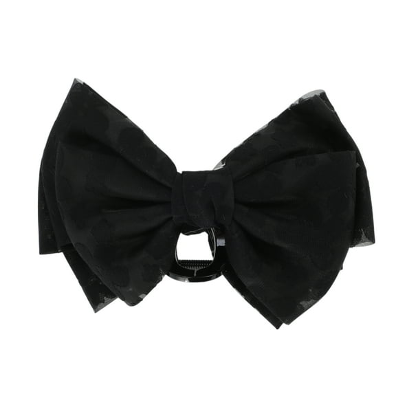 Unique Bargains 1 Pc Claw Clip Fashion Double Layer Bow Hair Clip Black
