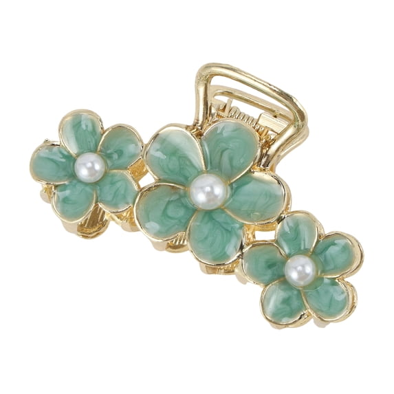 Unique Bargains 1 Pc Claw Clip Large Triple Flower Light Blue