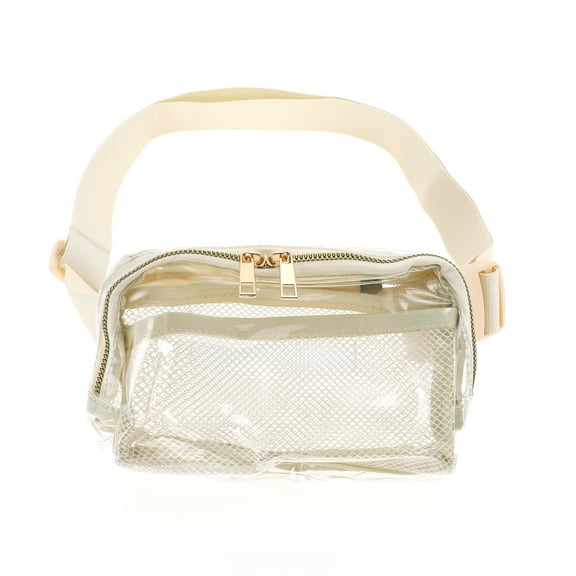 Unique Bargains 1 Pc Clear Double Pull Style Running Waist Pack for Hiking Gym Khaki TPU