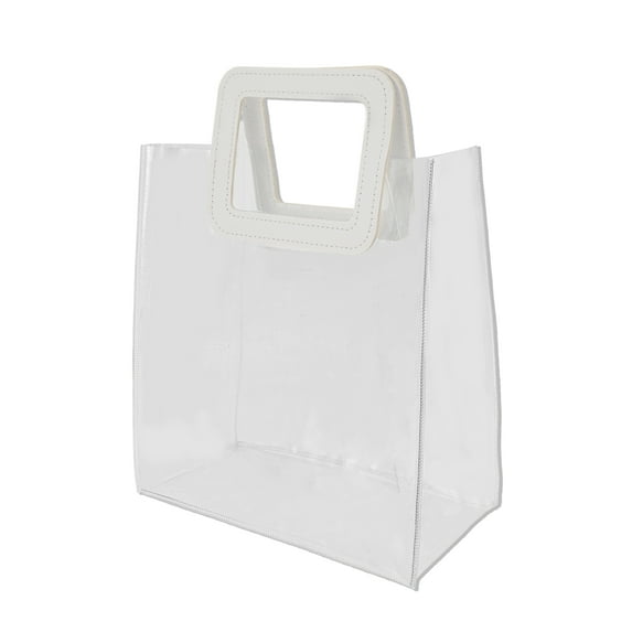 Unique Bargains 1 Pc Clear Gift Bag Durable Square Reusable Gift Bag White, Transparent 9.84"x5.51"x11.02"(L*W*H)