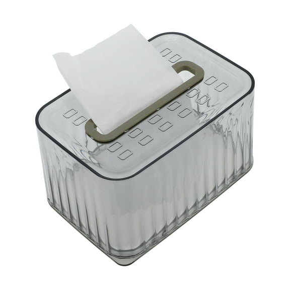 Unique Bargains 1 Pc Clear Style Tissue Box Cover for Bedroom Table Gray Plastic