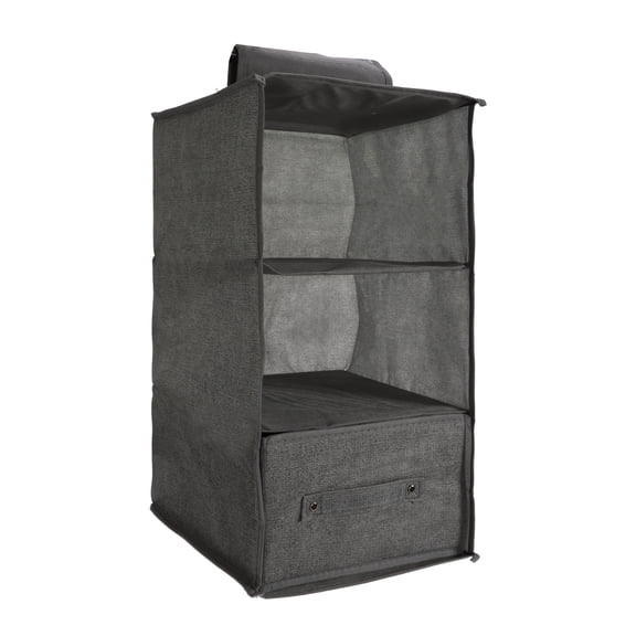 Unique Bargains 1 Pc Closet Organizer Durable Three-Tier Drawer*1 Wall Hanging Storage Bag Gray
