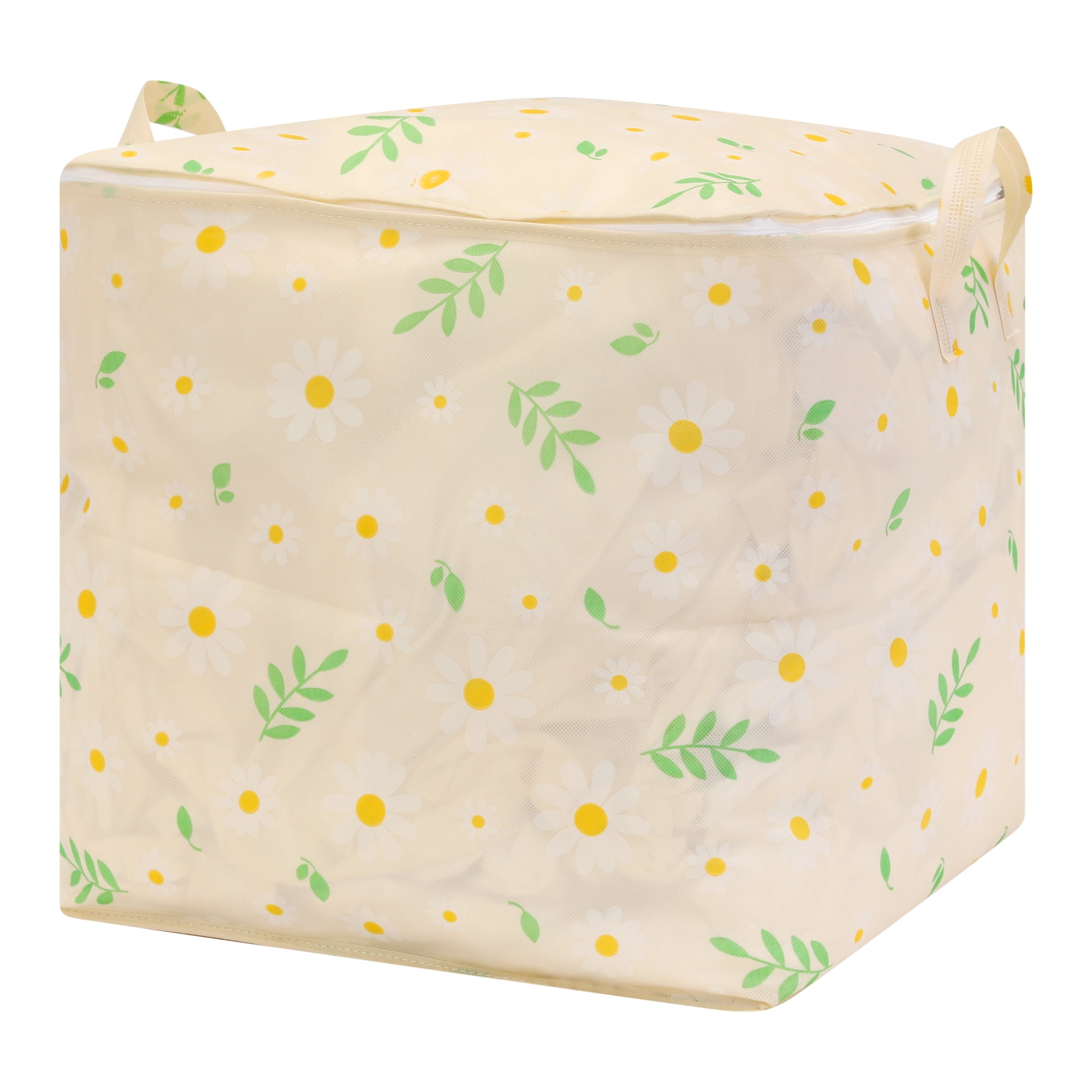 Unique Bargains 1 Pc Clothes Storage Foldable Storage Bags Beige 17*17*17in