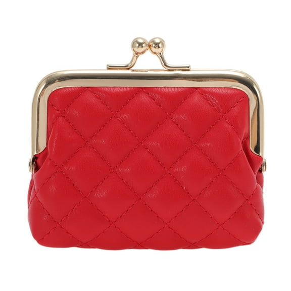Unique Bargains 1 Pc Coin Purse Wallet Argyle Pattern Clip Buckle Coin Purse Pouch Red