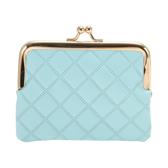 Unique Bargains 1 Pc Coin Purse Wallet Argyle Texture Clip Buckle Coin Purse Pouch Blue