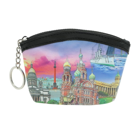 Unique Bargains 1 Pc Coin Purse Wallet Fan-shaped Pattern Coin Purse Pouch Colorful