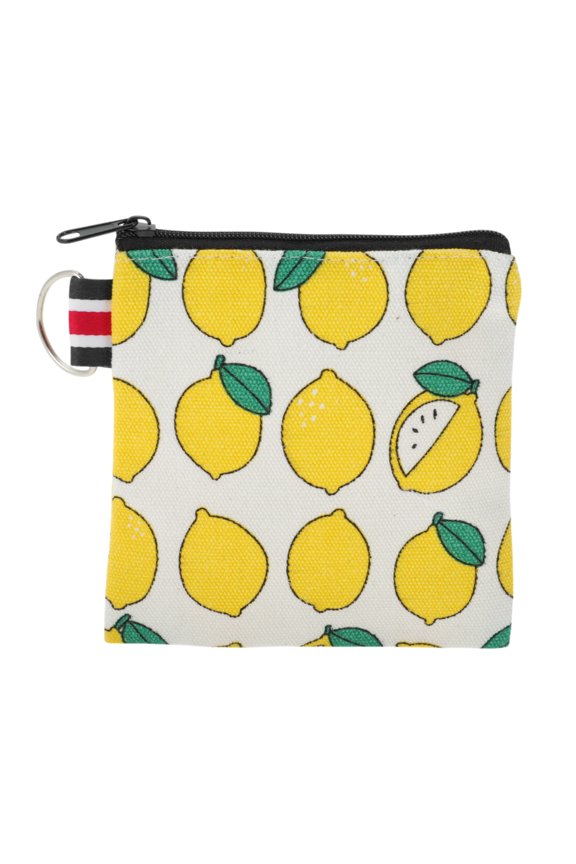 1 Pc Coin Purse Wallet Portable Cartoon Zipper Lemon Coin Purse Pouch White Yellow