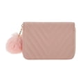 thumbnail image 1 of Unique Bargains 1 Pc Coin Purse Wallet Portable Diagonal Stitching And Plush Balls Coin Purse Pouch Pink, 1 of 5
