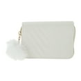 thumbnail image 1 of Unique Bargains 1 Pc Coin Purse Wallet Portable Diagonal Stitching And Plush Balls Coin Purse Pouch White, 1 of 5