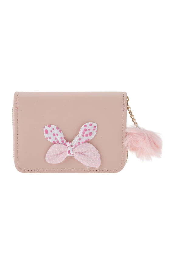 1 Pc Coin Purse Wallet Portable Fabric Butterfly Plush Ball Zipper Coin Purse Pouch Pink